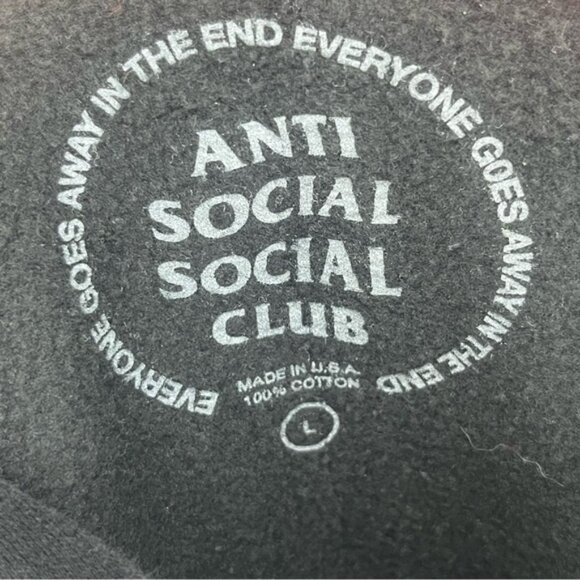Anti Social Social Club Hoodie Sweatshirt Black w/Pink, Yellow Blue Circle Large - Picture 5 of 7